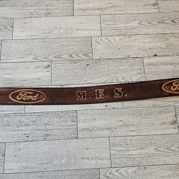 Vintage Leather Belt Ford Logo - Picture 3 of 6